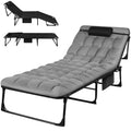 Portable Folding Camping Cot -
3-Position Adjustable Reclining Lounge Chair
 with Pillow, Outdoor Sleeping Bed (68cm Wide)