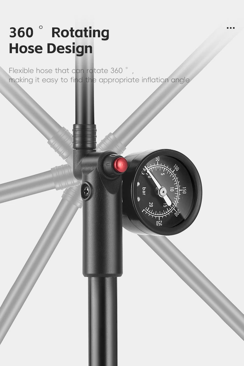 WEST BIKING 400PSI Bicycle Air Pump
 High Pressure MTB Front, Rear Suspension Pressure Gauge Schrader Valve