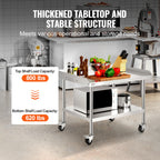 SucceBuy Stainless Steel Work Table Commercial Food Prep  
with 4 Wheels 
Heavy Duty for Restaurant Home