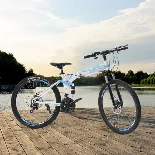 26" Foldable Mountain Bike for Men - 
21-Speed All-Terrain Commuter with Dual Disc Brakes