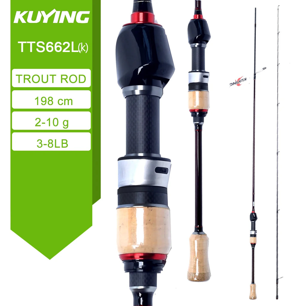 KUYING TETON  5'2" 6' 6'3" 6'4"6'2" 6'6"  Cane Spinning Rod &  Casting FUJI Carbon 1-4g 0.8-3g 2-10g M-Fast bfs