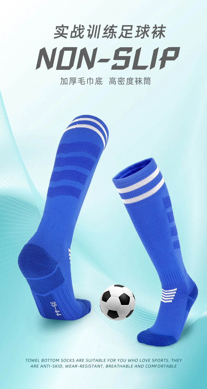 Socks Nylon-- Soccer Adult/  Kids  Towel  Bottom Breathable
 Knee High Training Long Stocking Sports Practical Mesh