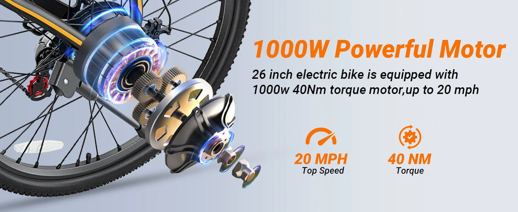 【1 Year Warranty】M26 Electric Bicycle 1000W Peak Motor 
360WH Lithium Battery Electric Bike  26 Inch city  UL2849