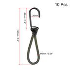 Elastic Cords with Hook 6 Inch Tarp Straps Ropes Fixed for Outdoor Camping Tent Canopy Awnings Cover Dark Green, Pack of 10