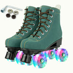 Size 35-45 Double Row Roller Skates 4 Wheels Flashing Skate Shoes For Women Girls Adult Outdoor Skating Training Quad Sneakers