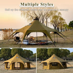16.4ft x 9.2ft Canvas Wall Tent with Stove Jack for Outdoor Glamping Experience