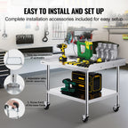 SucceBuy Stainless Steel Work Table Commercial Food Prep  
with 4 Wheels 
Heavy Duty for Restaurant Home