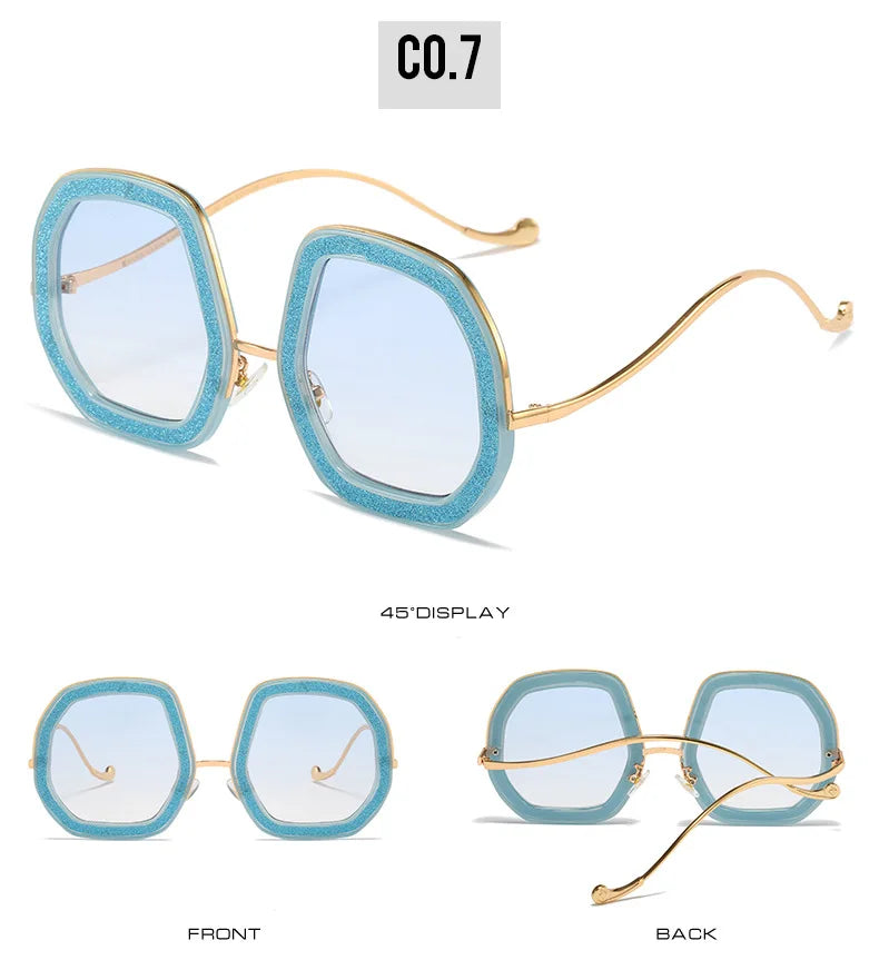 Oversized Polygon Sunglasses Women 2022 Luxury Diamond Shiny Crystal 
Men Shade Hipster Party Eyewear