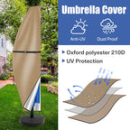 Garden Parasol Cover with Rod & Pull Ring UV Protection 210D Oxford Waterproof Fabric Cantilever Large Umbrella Cover Outdoor