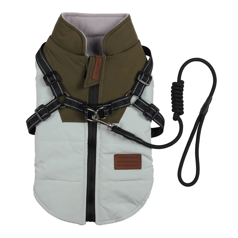 Winter Pet Dog Jacket With Harness 
Warm Dog Clothes For Labrador
 Waterproof Big Dog Coat ,Chihuahua ,French Bulldog Outfits