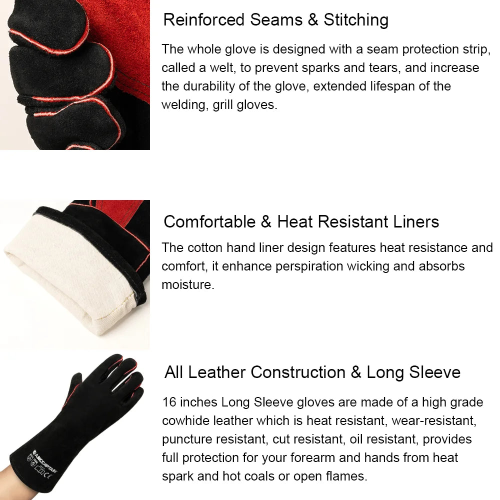ARCCAPTAIN 16inch Welding Gloves Multifunctional 
Heat Resistant Mig/Stick/Tig Welder