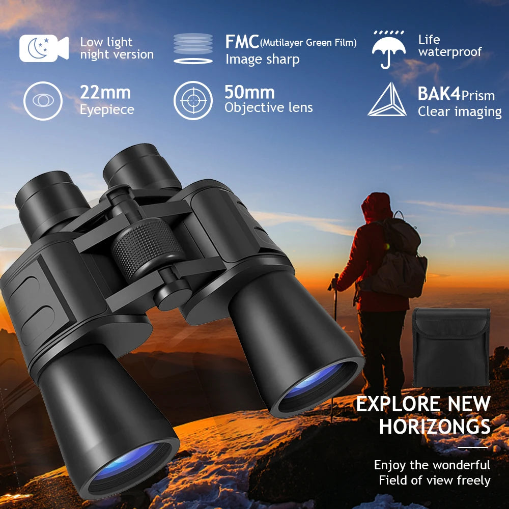 180x100 Zoom Binoculars Professional 
HD BAK4-Prism Powerful -- Day Night Vision 
Long Range Outdoor Waterproof Telescope
