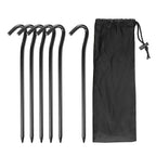 Tent Stakes Aluminum with Hook Kit, 6Pcs 18.3cm/7.2" Ground Pegs and Storage Bag for Outdoor Camping Canopy Tarp 1 Set