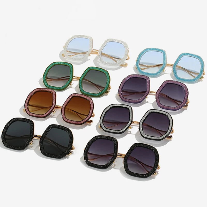 Oversized Polygon Sunglasses Women 2022 Luxury Diamond Shiny Crystal 
Men Shade Hipster Party Eyewear