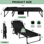 Portable Folding Camping Cot -
3-Position Adjustable Reclining Lounge Chair
 with Pillow, Outdoor Sleeping Bed (68cm Wide)