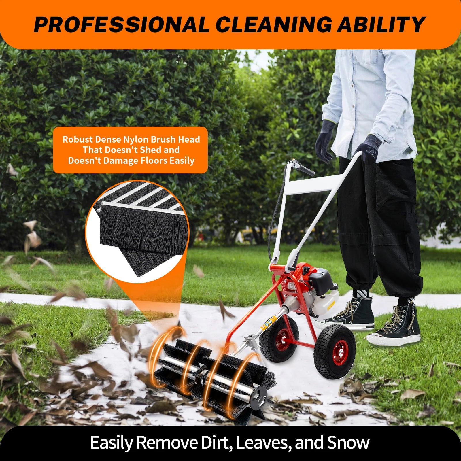 Hand Push Sweeper 43CC 
Artificial Turf Sweeping 
Brushes Rake For Grass 2-Stroke Gasoline Engine
