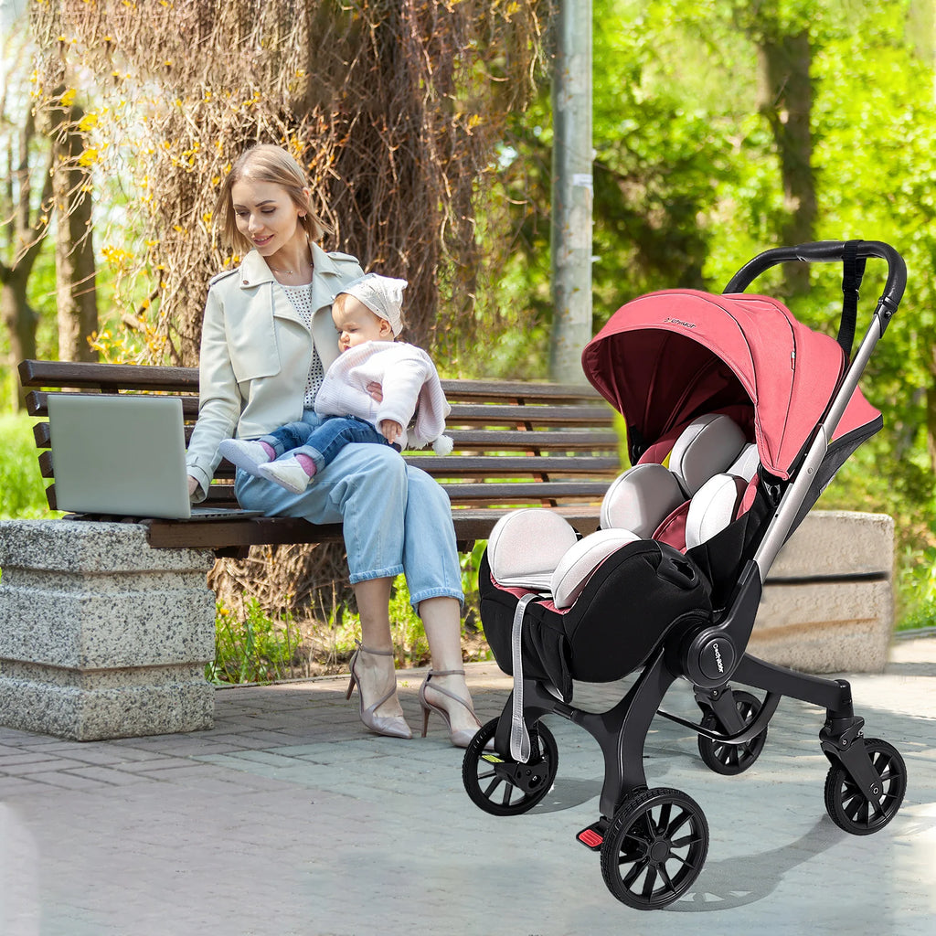 Multi-functional baby stroller, Foldable , Outdoor handcart, Adjustable backrest, Bidirectional push high view