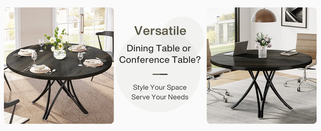 Tribesigns Round Dining Table for 4-6 People, 
47-Inch Farmhouse Dinning  Industrial Dinner Table