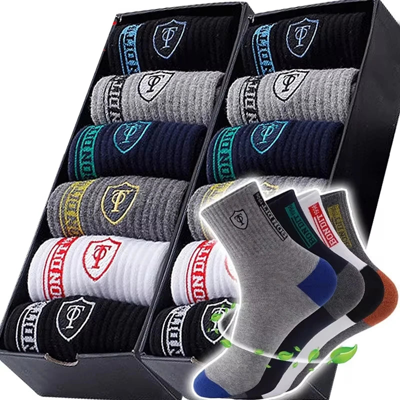 5/10 pairs Breathable Men's Basketball Crew Socks
 for Spring and Fall
 Sweat Absorption Deodorant Sports Stockings