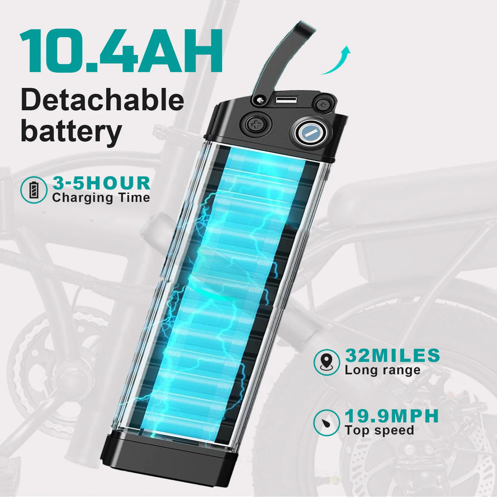 Adult Electric Bike, 20 MPH,    560W Motor,48V Removable Battery,
14inch Folding Maximum 32 Miles,1Year Warranty Ebike