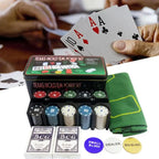 200Pcs Texas Poker Chips With Box Professional Card Games Counting Casino Poker Game Set Chip Cloth Playing Cards Gambling Games