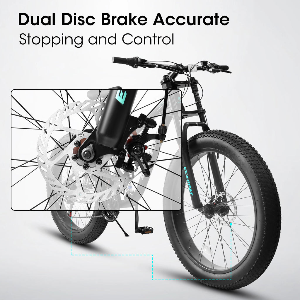 26 inch Mountain Bike, Full-Suspension 21 Speeds Drivetrain with Disc-Brake MTB Bicycle, 4" Fat tire Bike for Men or Women.