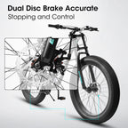 26 inch Mountain Bike, Full-Suspension 21 Speeds Drivetrain with Disc-Brake MTB Bicycle, 4" Fat tire Bike for Men or Women.