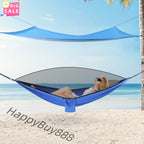Blue Camping Hammock w/h Rain Fly Tarp Mosquito Net Tent Hammock for Backpacking and Travel