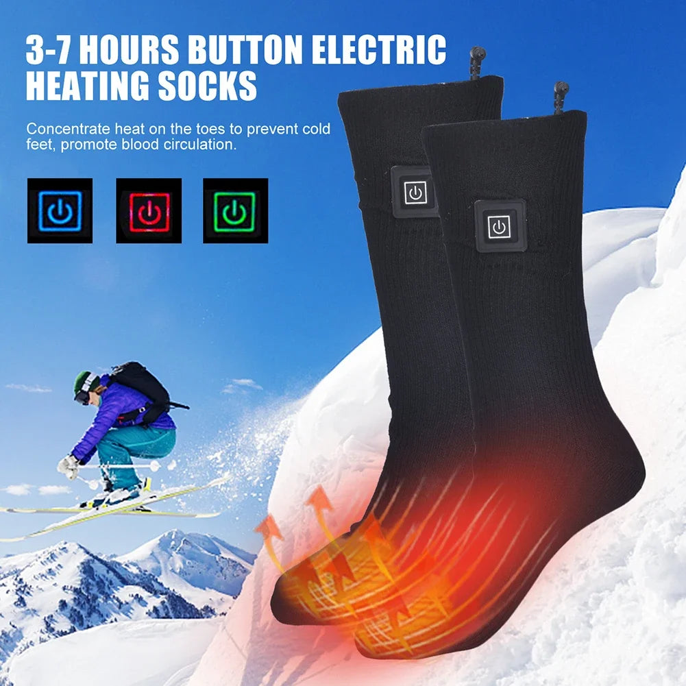 1Pair Winter Heated Socks Anti Slip 
Battery Powered 
Cold-Proof  Heating Warm Long Socks For Outdoor Skiing Hiking