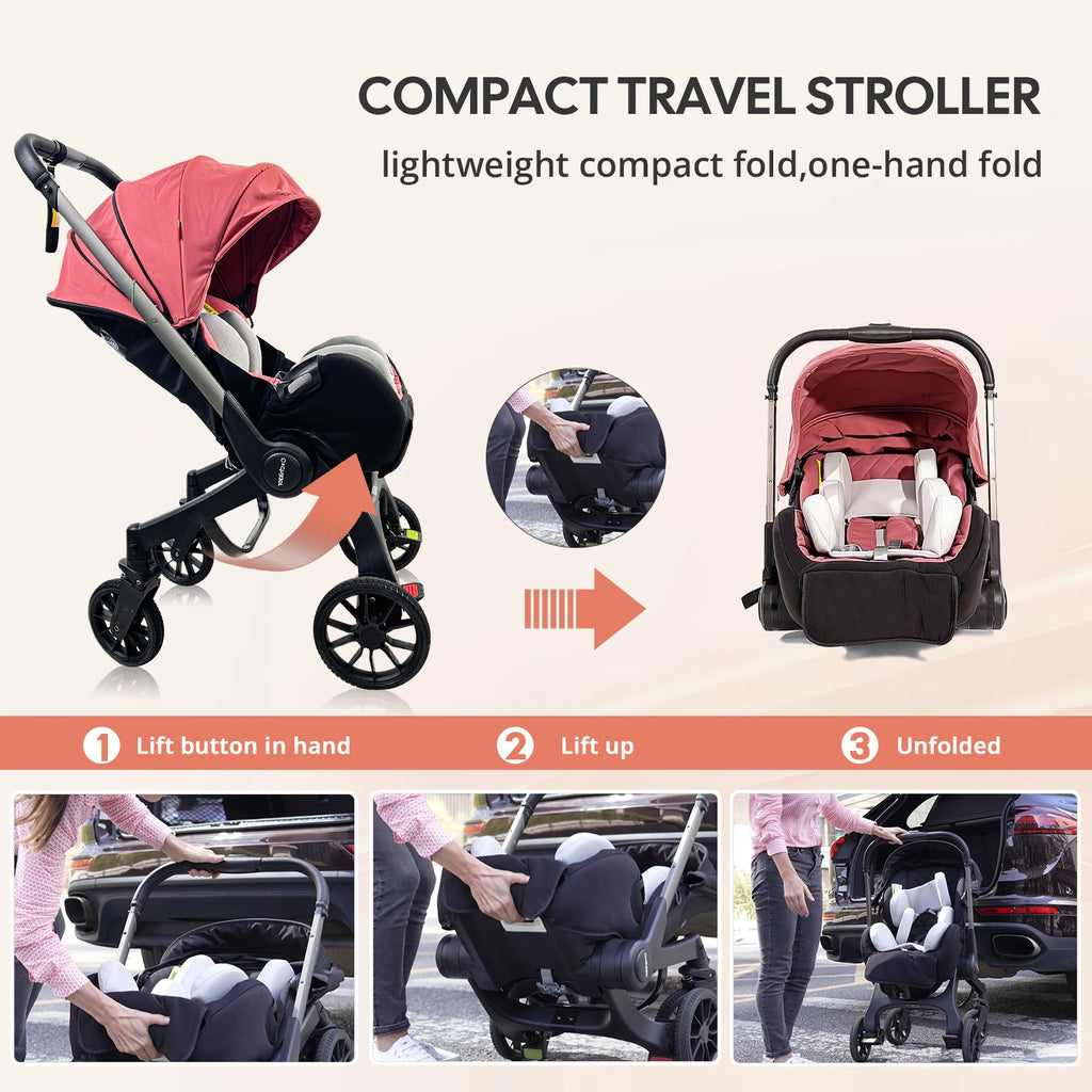 Multi-functional baby stroller, Foldable , Outdoor handcart, Adjustable backrest, Bidirectional push high view