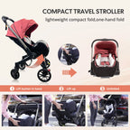 Multi-functional baby stroller, Foldable , Outdoor handcart, Adjustable backrest, Bidirectional push high view