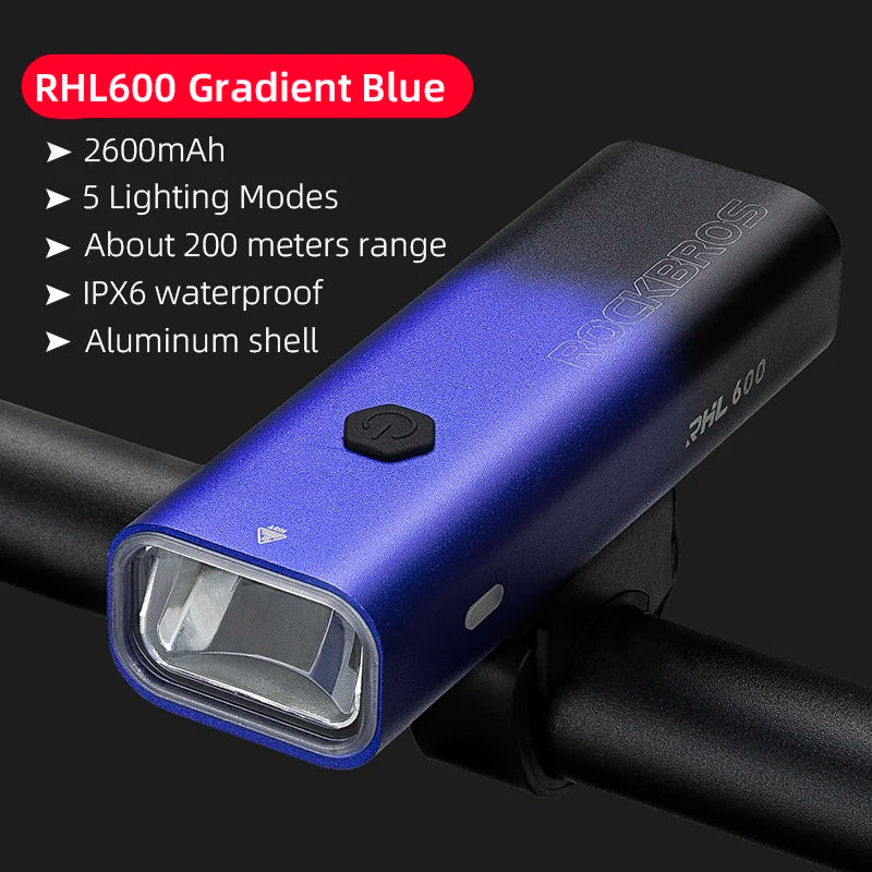 ROCKBROS Bicycle Light 
Rainproof Type-C Charging
 LED 2000mAh MTB  Front Lamp Headlight Ultralight,  Flashlight Bike Light
