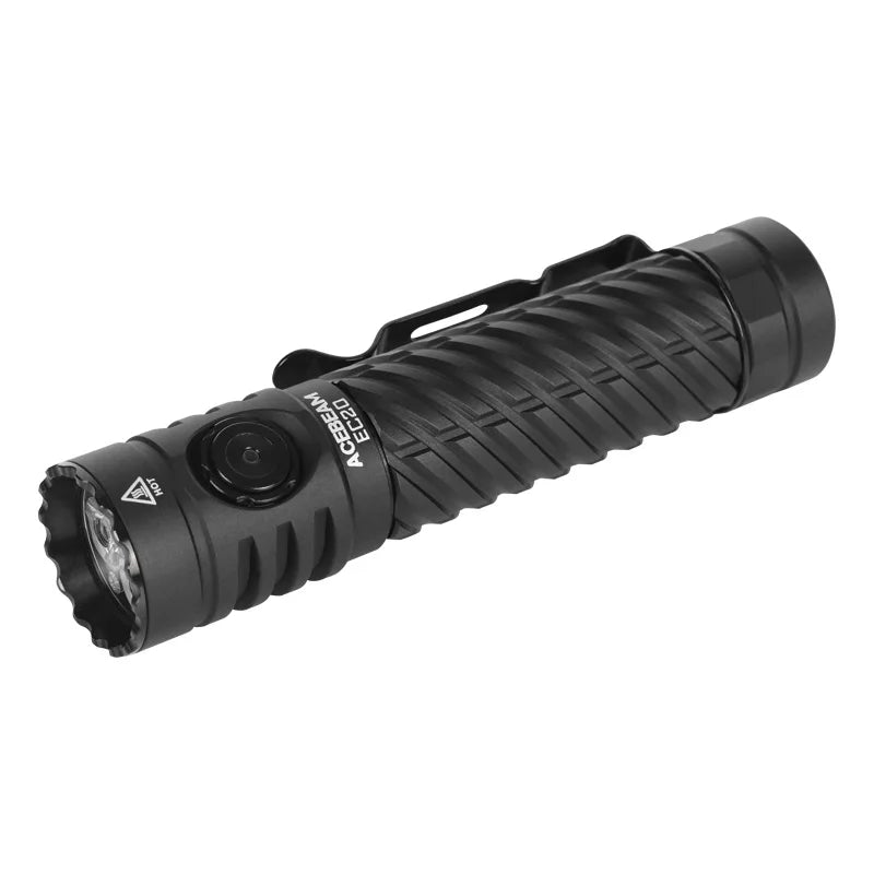 ACEBEAM EC20 new released Led flashlight
EDC LUXEON HL4X Leds 2800 lumens 
340 meters 18650 battery multi-color auxiliary lights