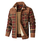 Men's Jackets Winter Windproof Warm 
Casual Bomber Coat Plaid Sherpa Lined Flannel Outdoor Classic  US Size