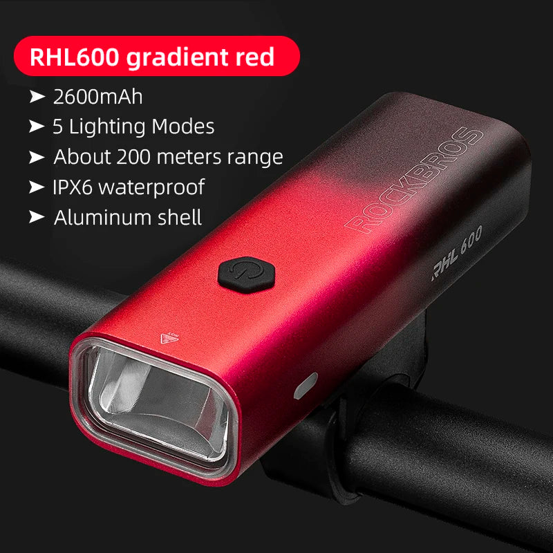 ROCKBROS Bicycle Light 
Rainproof Type-C Charging
 LED 2000mAh MTB  Front Lamp Headlight Ultralight,  Flashlight Bike Light