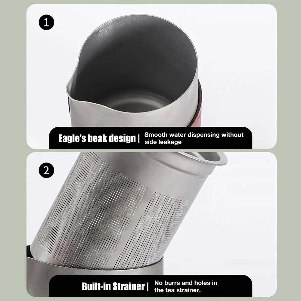 Camping Tableware Set 
Lightweight Titanium Coffee Pot Tea Kettle
 Outdoor Camping Kettle Set 3 Cups Tea Set For Hiking Picnic