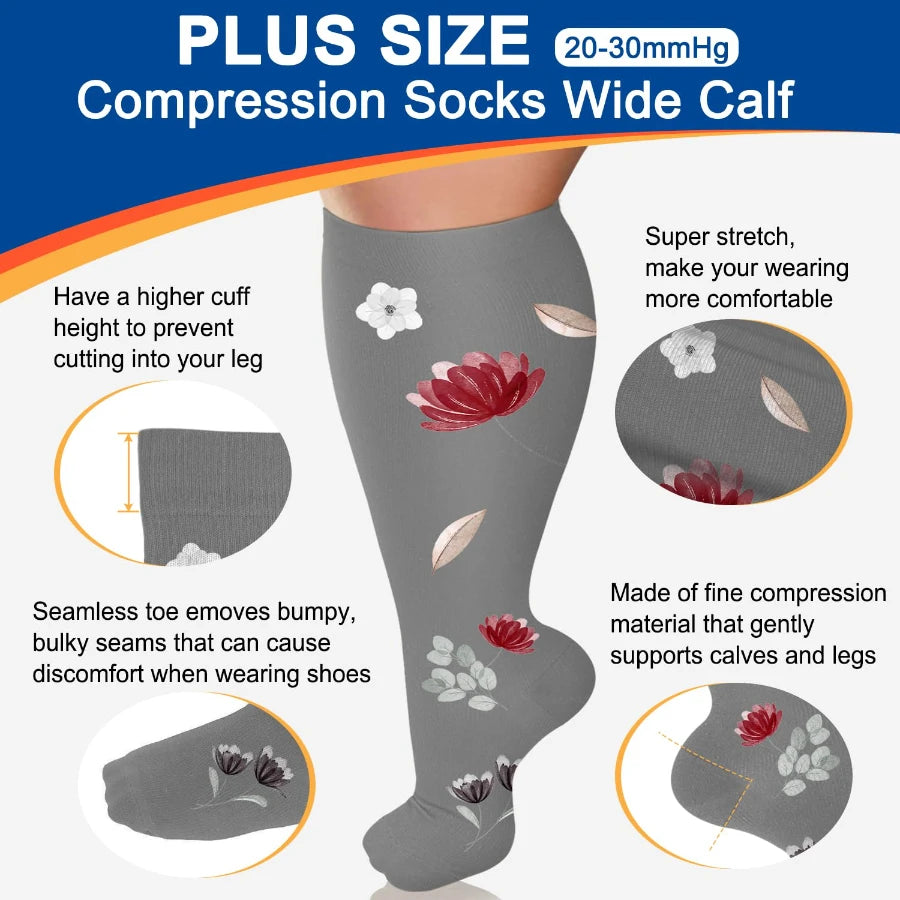 4 Pairs --Plus Size,    Compression Socks For Men And Women - 
Support Knee-High Socks, Ideal for Running, Cycling, Travel, and Soccer