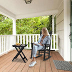 Wooden Rocking Chair Set - 2 Porch Rockers 
With Outdoor Side Table, Perfect for Indoor too