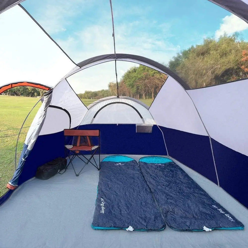 8-Person Weatherproof Camping Tent with 5 Mesh Windows, Double Layer, Divided Rooms, Portable and Easy to Carry