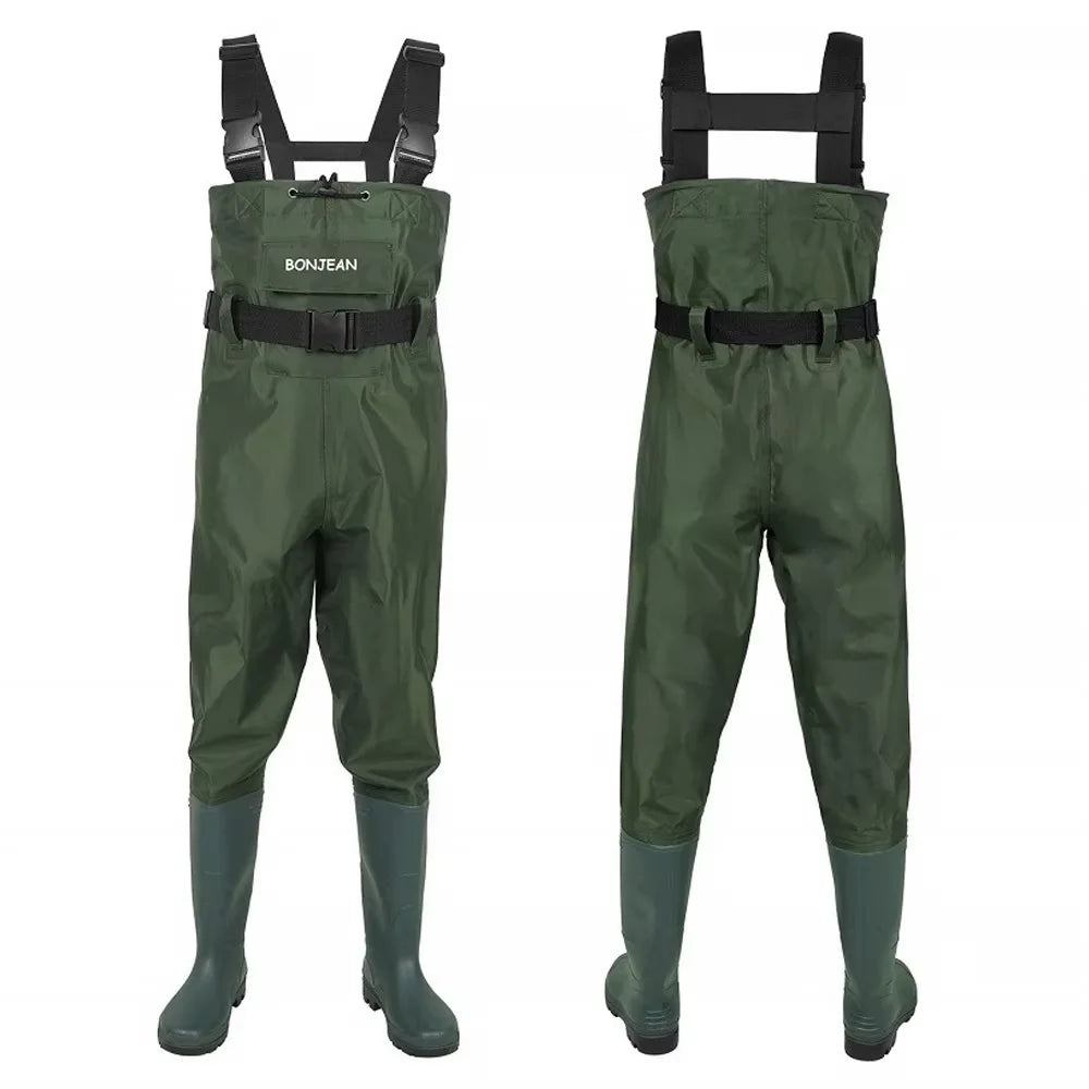 Waterproof Fishing Waders . Chest-Length 
With Boots.
Durable Breathable Overalls Kit for Men Women Outdoor Raft Hunting