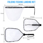 Foldable Fish Net for Trout Fly Fishing Landing Net with Handle 
Soft Rubber Mesh for Stream Shore Fishing