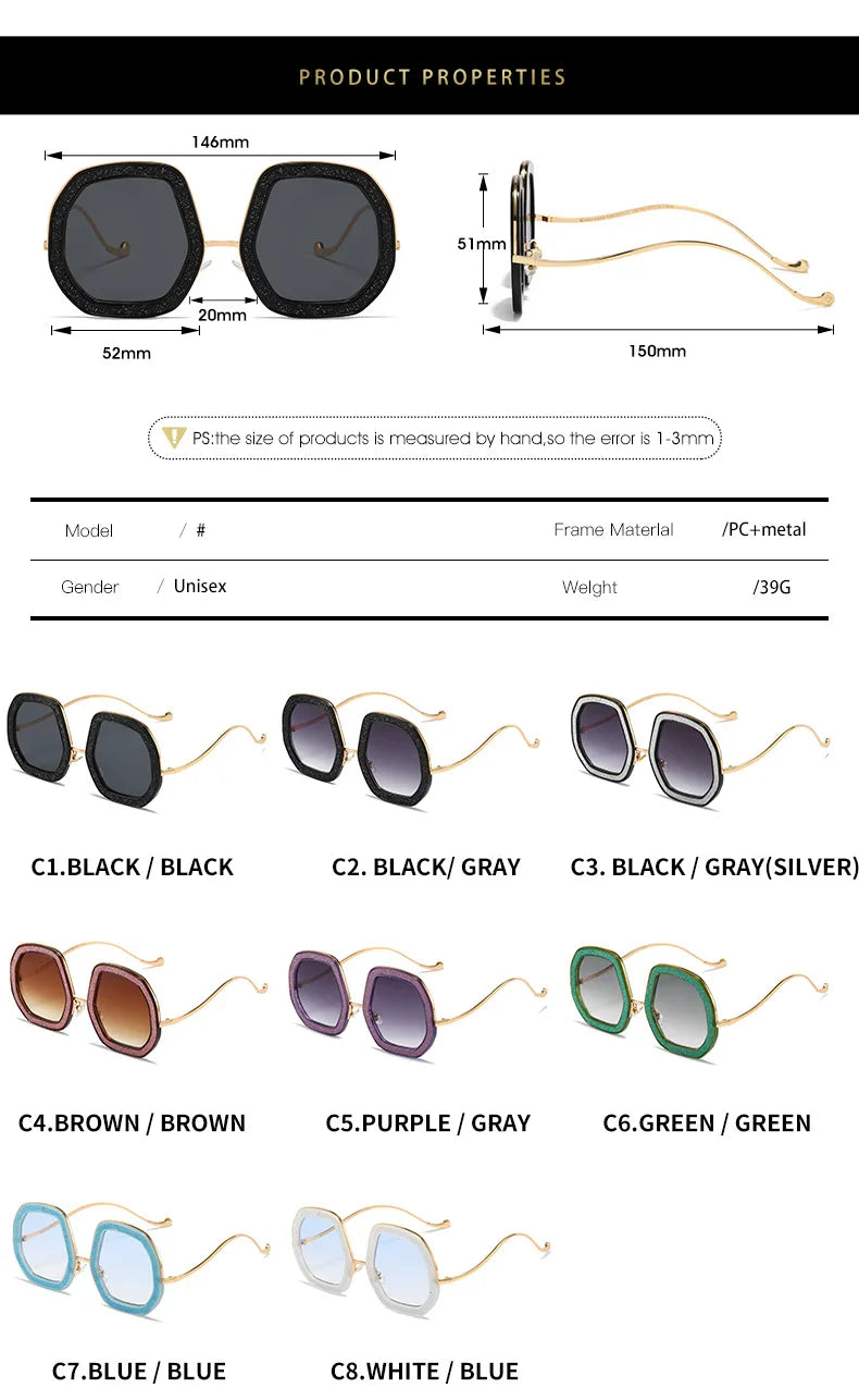 Oversized Polygon Sunglasses Women 2022 Luxury Diamond Shiny Crystal 
Men Shade Hipster Party Eyewear