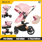 PU Leather Baby Stroller 2 in 1 Travel System 
High Landscape Portable Baby Pram
Newborns Aluminum Frame Baby Carriage