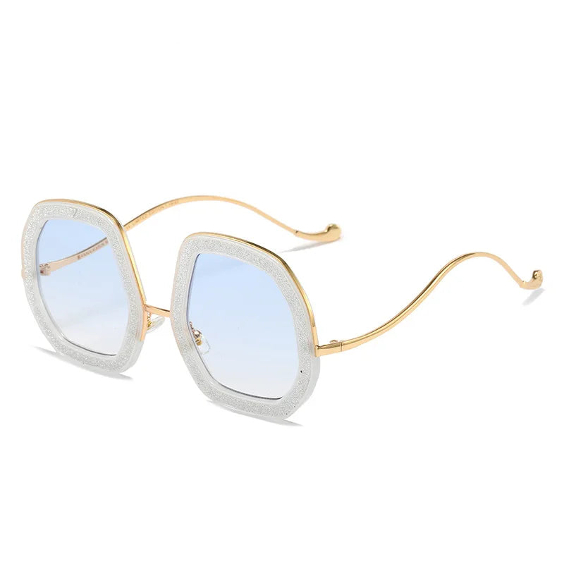 Oversized Polygon Sunglasses Women 2022 Luxury Diamond Shiny Crystal 
Men Shade Hipster Party Eyewear
