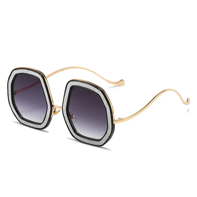 Oversized Polygon Sunglasses Women 2022 Luxury Diamond Shiny Crystal 
Men Shade Hipster Party Eyewear