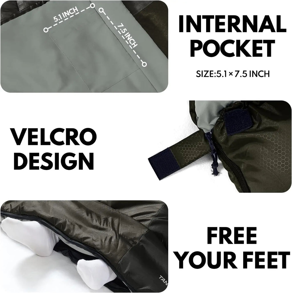 0 Degree XXL Winter Sleeping Bags for Adults Cold Weather,Camping Sleeping Bag for Kids with Compression Sack,4 Season Camping