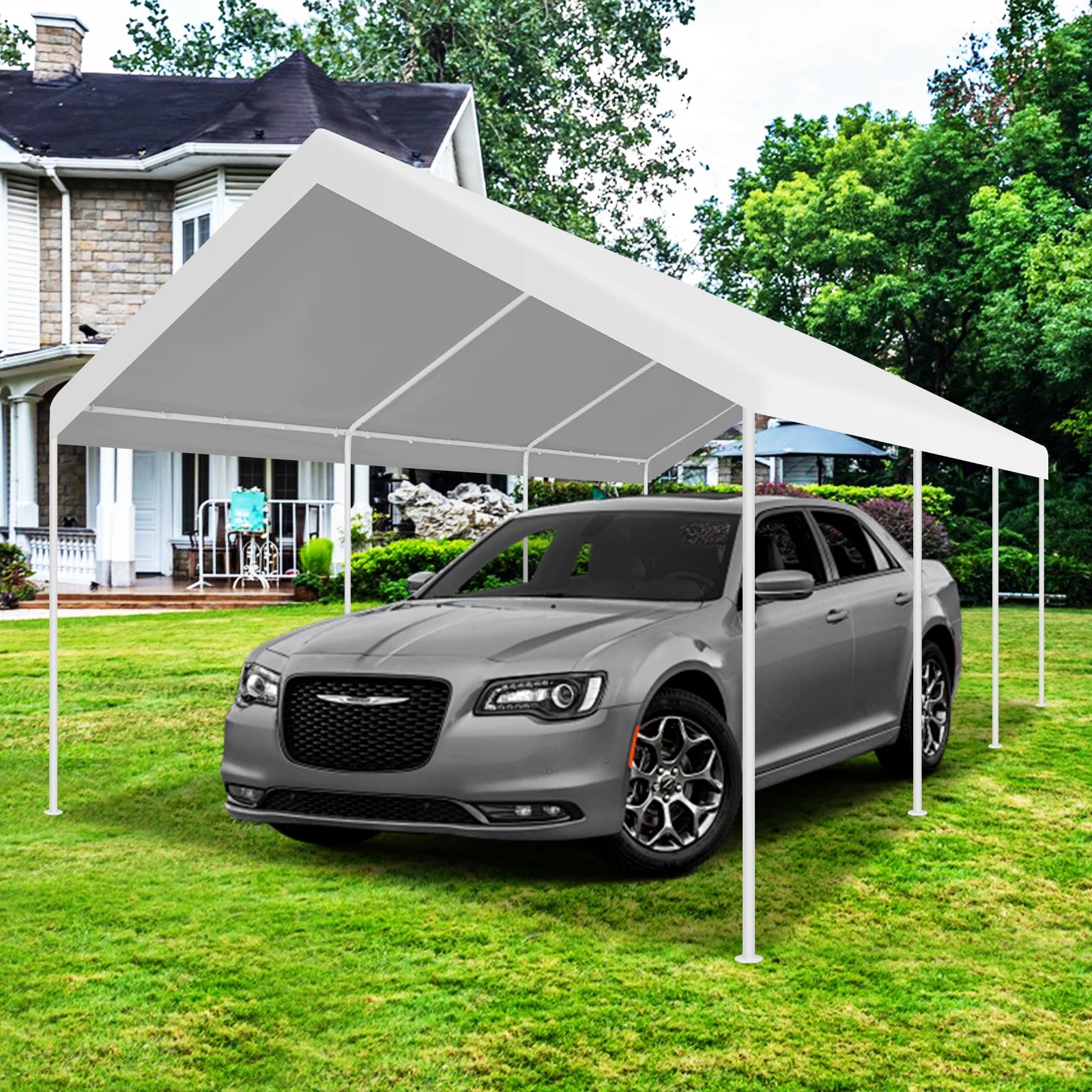 12x20ft Carport Heavy Duty, Portable Garage with Built-in Sandbags, Car Canopy for Truck, Boat, SUV with All-Season Tarp fall