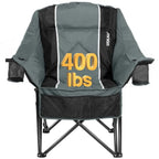 Camping Chair for Adults . Heavy Duty . 400 lbs Padded Folding Chair 
with Wine Glass Holder, 2 Cup Holders amp Side Pockets,