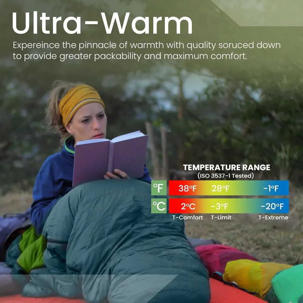 Ultralight 850 Fill Down Sleeping Bag Top Quilt 
for Backpacking and Camping Comfort