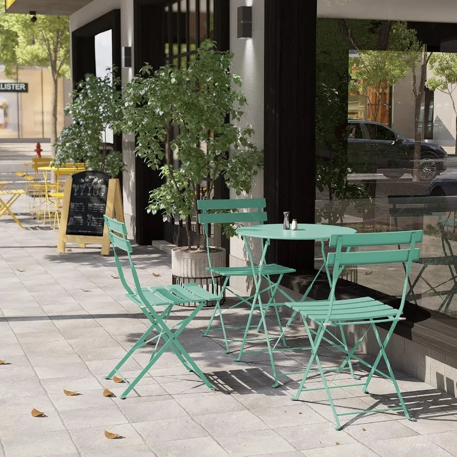 Grand patio 3-Piece Steel Foldable Bistro Set .  2 Chairs and 1 Table .  
Weather-Resistant Outdoor/Indoor for  Conversation